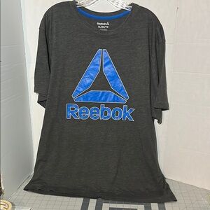 Reebok Men's Charcoal Tee with Blue Logo